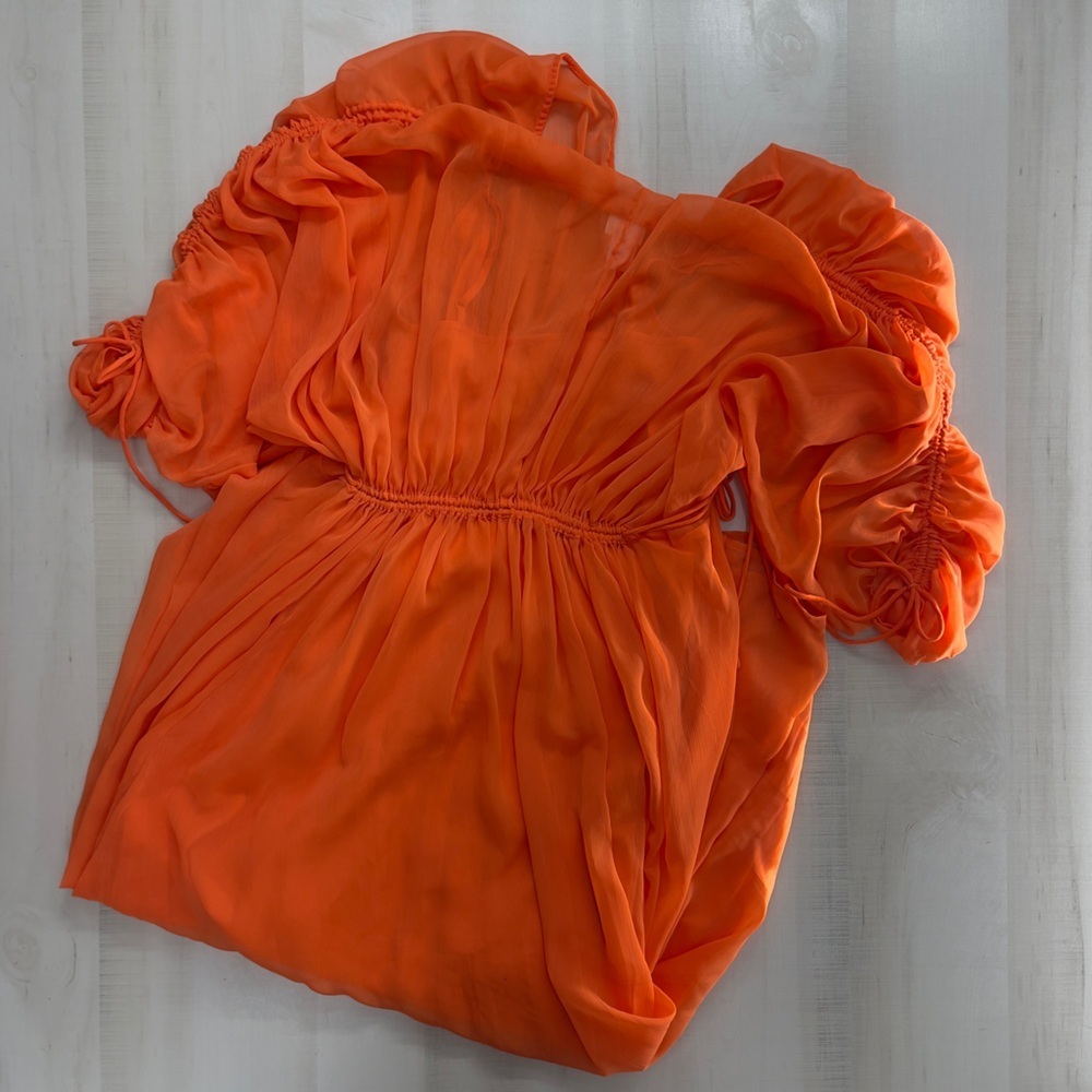DESIGUAL Orange flowy maxi dress beautiful event travel vacation M - Picture 8 of 9